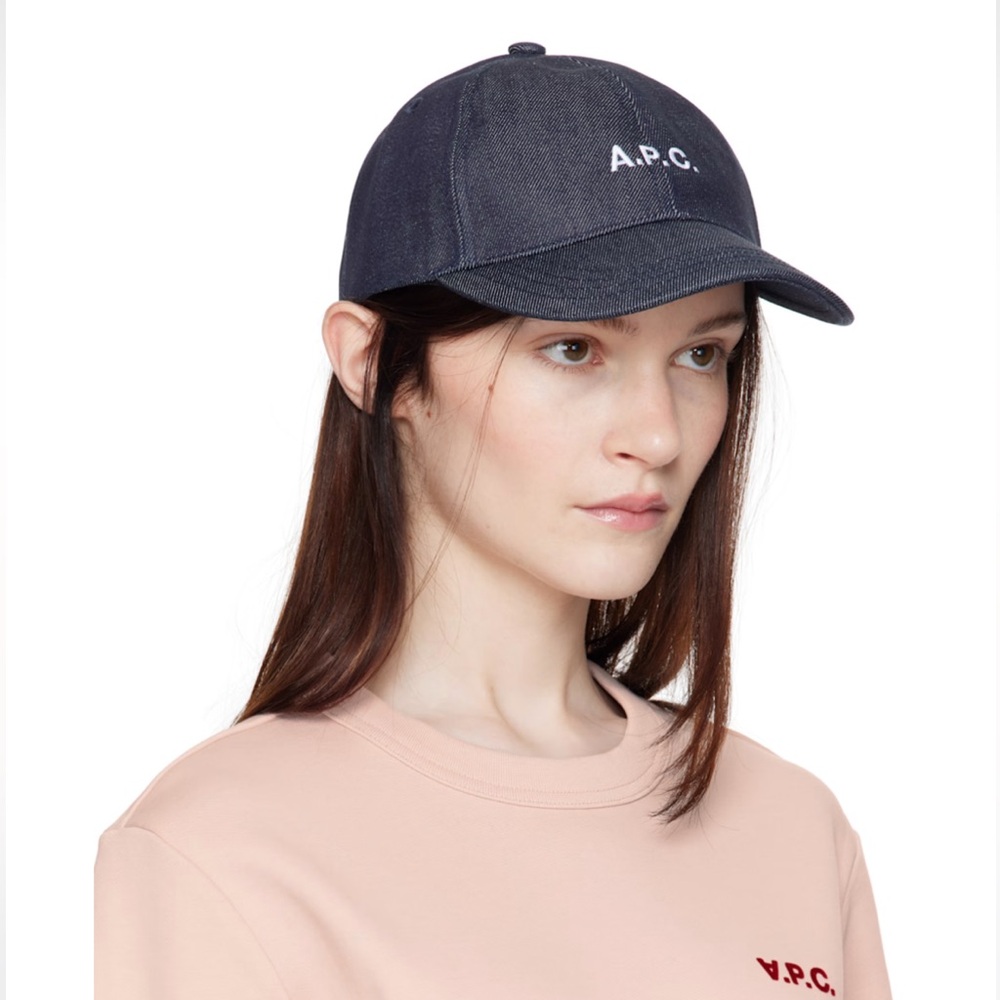 New Authentic A.P.C Dark Navy Denim Charlie Baseball Cap